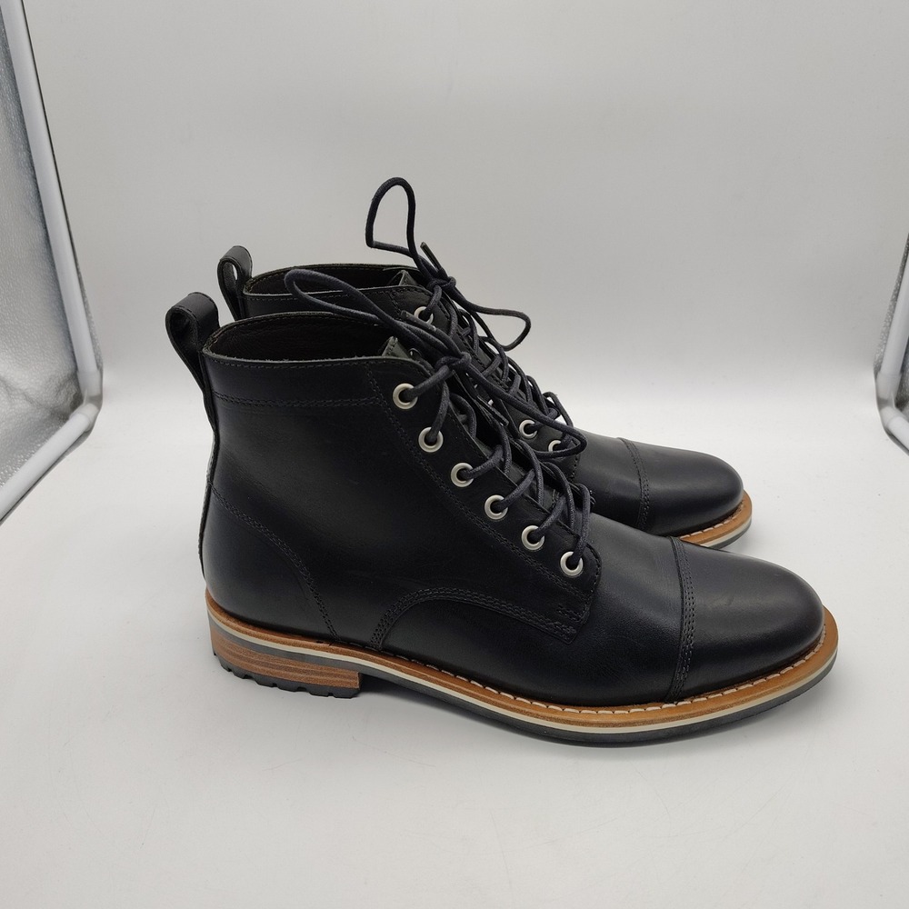 Helm The Hollis Black Leather Cap Toe Work Hybrid Boots Mens Size 8.5 - Picture 3 of 7
